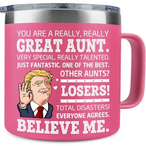 BECHUSKY Christmas Aunt Gifts From Niece, Nephew - Aunts Birthday Gifts - Aunt Mug - Christmas Gift For Aunts, Auntie - Mothers Day Gift Idea From Kids - Stainless Steel Tumbler 14 OZ