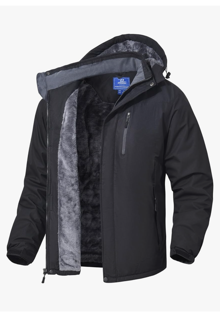 SPOSULEI Mens Skiing Jackets with Hoode Snowboarding Waterproof Fleece Liner Coats Windproof Winter Raincoat Multi Pockets Size XXL