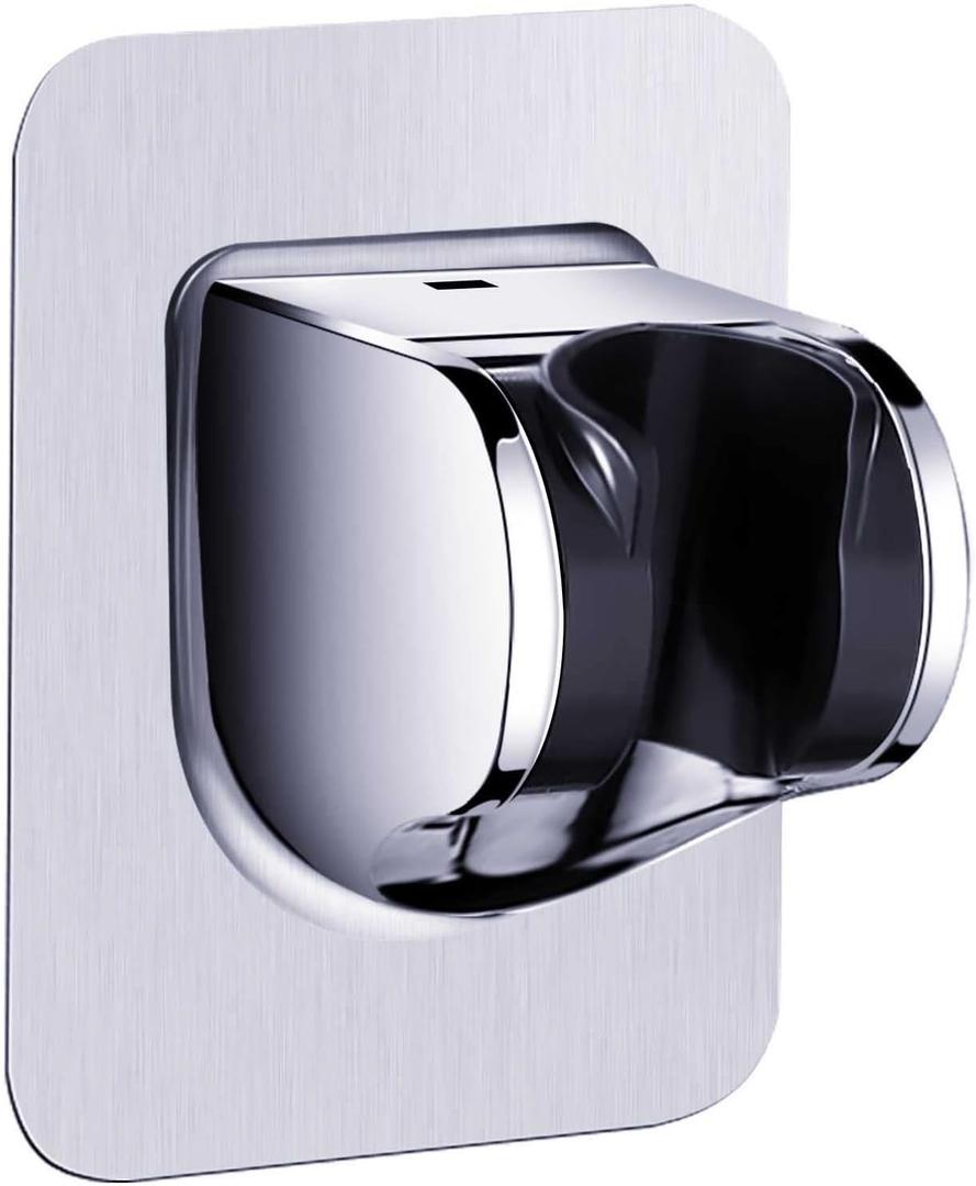 Shower Head Holder Strong Adhesive Adjustable Handheld Shower Wand Holder No Drilling Wall Mount Bracket (Silver)