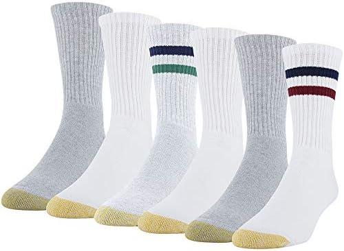 GOLDTOE Men's Cotton Blend Athletic Crew Socks, 6-pairs 6-12.5