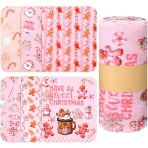 36 Pack Reusable Cleaning Cloths Washable Cotton Kitchen Dish Towels for Home Party Supplies Bulk, 9.84x11.81in (Pink Gingerbread)