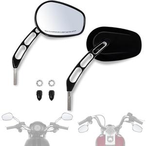 FOVPLUE Handlebar Mount Mirrors,Left & Right Side Rearview mirrors for 1982-2025 Harley Models,for CVO Dyna Electra Glide Road Glide Road King Softail Street Glide Sportster 1200 883,Gloss Black