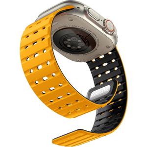 Bandletic Compatible with Apple Watch Series 11 Band for Men Women, Rugged Magnetic Silicone Sport Strap for iWatch 49mm(Ultra 3/2/1),46mm(11/10),45mm(9/8/7),44mm(SE3/SE2/SE/6/5/4),42mm(3/2/1) (Yellow/Black)