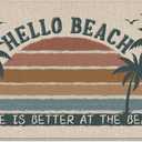 2 x Hello Beach Welcome Front Door Mat, Coastal Tropical Palm Tree, 17''x29''