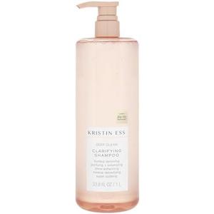 Kristin Ess Clarifying Detox Shampoo for Oily Hair, Build Up + Hard Water - Anti Residue Purifying + Cleansing Shampoo with Pump - Volumizing -Sulfate Free, Color Safe + Vegan - Curly Product- 33.8oz