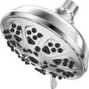 10-Mode High Pressure Shower Head Fixed Showerhead, Anti-Clogging Silicone Nozzles-Premium Quality Luxury Design(Luxury Polished Chrome) - 1-Min Install Easy Clean Adjustable Angles