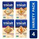 Triscuit Whole Grain Wheat Crackers 4 Flavor Variety Pack, Lunch Snacks, Bulk Snack Crackers, 4 Boxes (EXP 04/02/26)