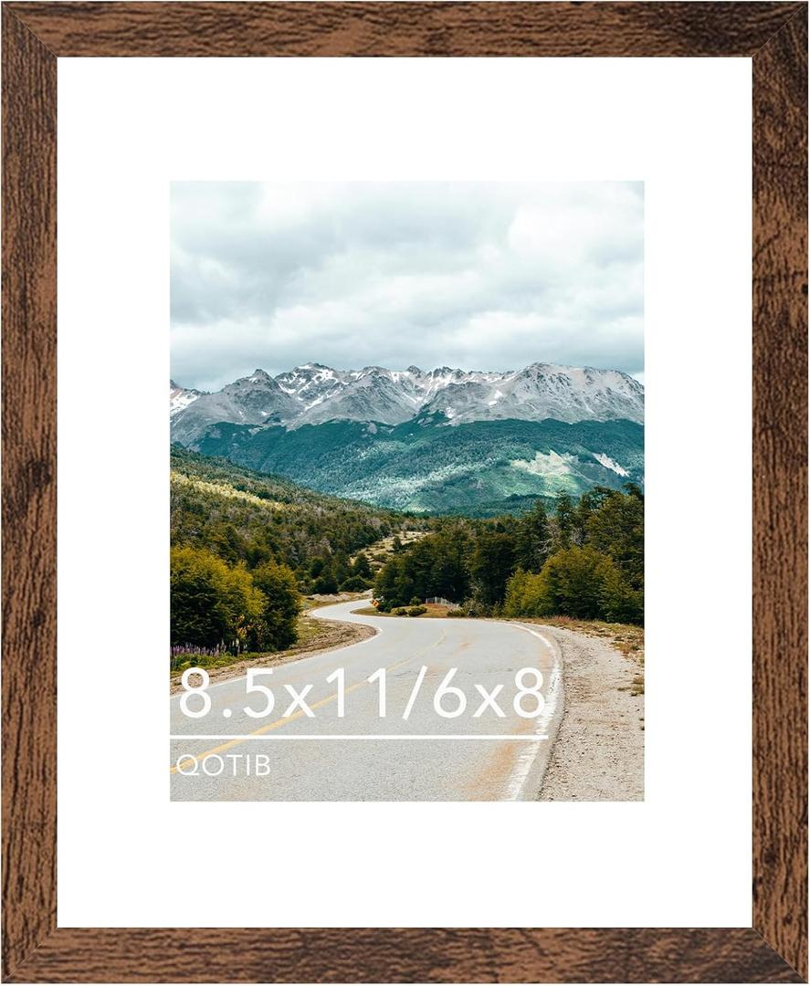 Picture Frame for Wall Hanging and Tabletop Display, Deep Brown,  8.5x11 inch