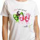 Pink Goes Good with Green Shirt Halloween Witch Costume Tee for Women Girls Cute Funny T-Shirt (White, L)