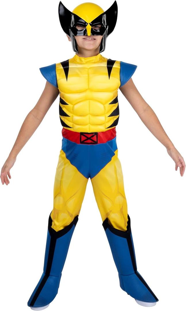 MARVEL Wolverine Official Youth Halloween Costume - Premium Quality Padded Jumpsuit with Plastic Mask (Large)