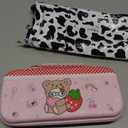 Gurgitat 6in1 Kits Accessories Bundle for Nintendo Switch 2 2025 - Cute Carrying Case, Protective Cover, Joy Con Grips, Thumb Grips, 24 Game Holder, Shoulder Strap Teens Boys Girls, Strawberry