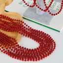 EOBOH 144PCS Bead Necklace, Red Christmas Bead Stuff Party Favors, 33" Necklaces Festival Parade Throw Accessories for Wedding Birthday Valentines Mardi Gras Christmas Celebrations Decorations