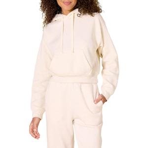 Amazon Essentials Women's Crop Pullover Hoodie Sweatshirt with Kangaroo Pocket (Large, Oatmeal Heather)
