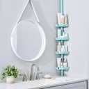 Bath Bliss 4 Tier Tensions Corner Shower Caddy | Shelves | Adjustable 48-101 | Bathroom Organizer | Bathtub and Shower Stall | Holds Large Bottles | Soap | Shampoo | Washcloths | Seaglass
