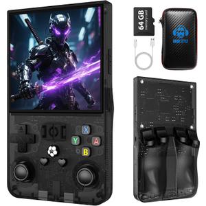 R36MAX Retro Handheld Game Console,4.0 Inch Retro Gaming Console with 64GB Memory,Support 30+ Emulators,Open Source Linux System Hand Held Game Console,4000mAh Battery(Black)