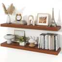 Floating Shelves for Wall, 9.3" Deep Wall Mounted Wood Shelves for Bathroom, Bedroom, Living Room, Kitchen, Hanging Shelf for Books/Storage/Room Decor (Walnut, 40"), 40" Set of 2