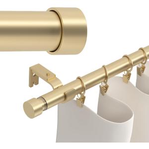 Gold Extra Long Curtain Rods 120-inch to 214-inch, 1 inch Heavy Duty Drapery Rod for Outdoor Patio, Living Room, Bedroom, Sliding Door, Modern Adjustable Curtain Pole 10-17.5ft