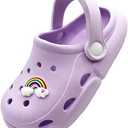 POPO PEA Girls Little Kids Luminous Sandals (Runs 1 Size Large) Boys Wide Pool Slip on Clogs Big Kid Toddler Garden Water Soft Sandal Children Comfortable Swim Beach Shoes Purple 180