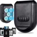 Magnetic Key Box for Under Car, Waterproof Outdoor Magnetic Key Holder with 5 Strong Magnets and Resettable Combination Lock for Vehicle or Home Use