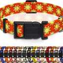 Seyezo Dog Collar, Classical Indian Spirit Boys Girls Puppy Collar for Small Medium Large Dogs, Adjustable Soft Indian Pet Collar with Safety Buckle for Male Females(Yellow,XL)