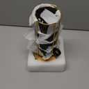 LUKA 6 Ounce Ceramic Stackable Black and White Checkered Espresso Cups with Saucers and Metal Stand Set of 4, Cappuccino Cups Set for Coffee Drinks, Latte, Cafe Mocha and Tea