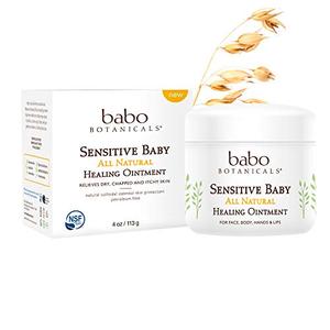 Babo Botanicals 70+% Organic Sensitive Baby All Natural Healing Ointment with Medical Grade Colloidal Oatmeal, Unscented 4 Ounce