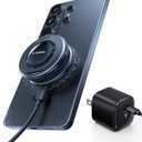 TORRAS PolarCircle Qi2.2 Wireless Charger, 25W Cooling Magnetic Pad for Samsung Galaxy S26/S25, Wireless Charger for iPhone 17/16 with 360Spin Stand, Semiconductor Phone Cooler, with 45W IceNano Plug (Deep Black)