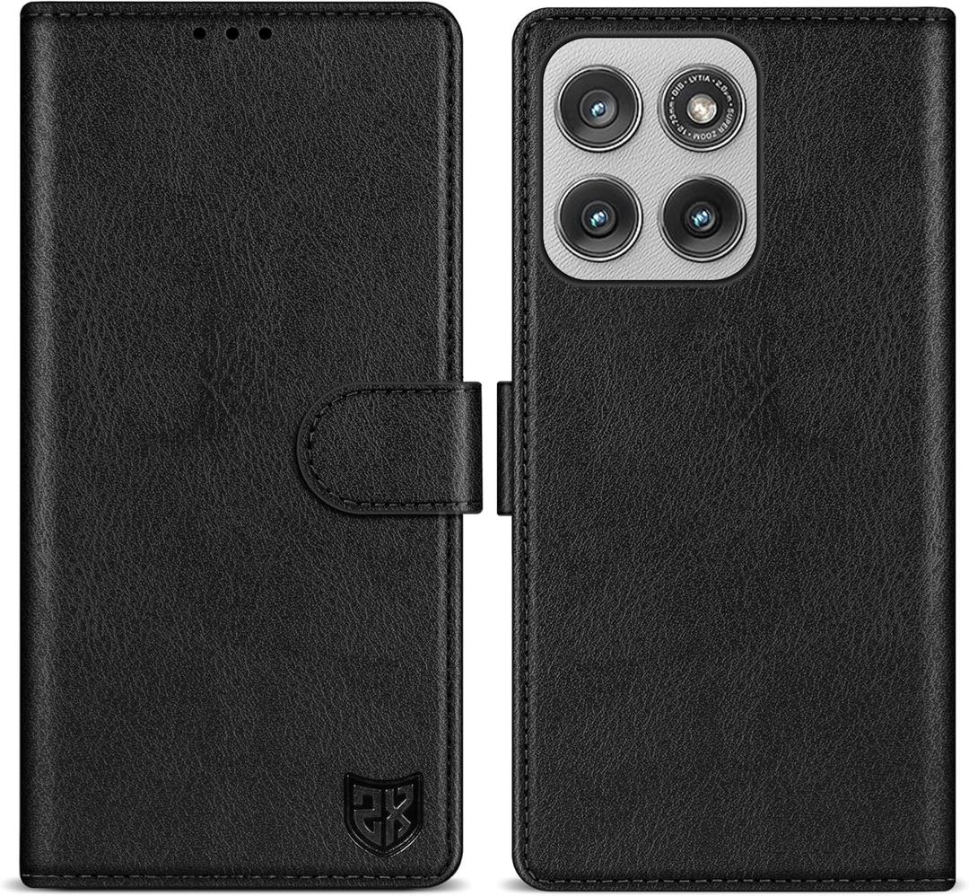 ZZXX for Motorola Moto Edge 2025 Wallet Case with [RFID Blocking] Card Slot Kickstand Magnetic PU Leather Flip Fold Protective Phone Case for Moto Edge 2025 Case Wallet(Black-6.7 inch)