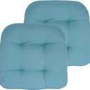 Sweet Home Collection Patio Cushions Outdoor Chair Pads Premium Comfortable Thick Fiber Fill Tufted 19" x 19" Seat Cover, 2 Count (Pack of 1), Teal