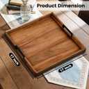 Large Square Ottoman Tray for Living Room and Coffee Table, Decorative Acacia Wood Serving Tray with Metal Handles for Breakfast in Bed, Dinner Food Kitchen TV (Natural, 17" x 17" x 2")