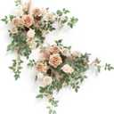 Ling's moment 2PCS Beige Artificial Flower Garland Wedding Arch Flowers Ivory Floral Swags Table Centerpieces Greenery Arrangements for Sweetheart Table Easel Wall Entryway Board Backdrop