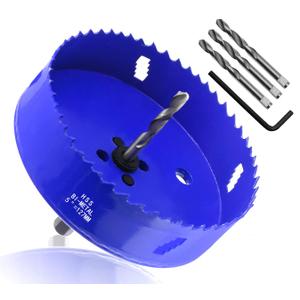 5 Inch Hole Saw with Heavy Duty Arbor, 1.2 Inch Cutting Depth HSS Bi-Metal Hole Drilling Cutter for Smoothly Cutting in Wood Cornhole Boards Plastic Drywall & Thin Metal