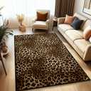 Leopard Area Rug 5x7 for Bedroom,Cheetah Print Carpets for Living Room,Ultra-Thin Washable Throw Rugs Indoor Animal Print Hide Non Slip Accent Floor Mats for Dining Room,Laundry Room,Office,Brown