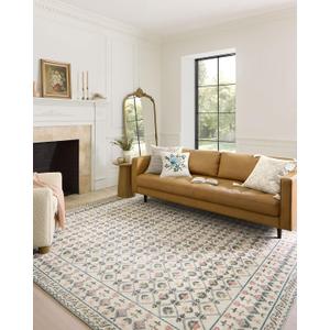 Loloi Rifle Paper Co. Eden Collection EDE-03 Lattice Ivory 7'-6" x 9'-6" Area Rug feat. CloudPile