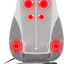 Homedics Shiatsu Back Massage Cushion with Heat, Deep Kneading & Vibration, Handheld Remote, Lumbar Vibration Waves, 3 Massage Zones, Upper, Lower,Full Back,Fits Most Chairs, Premium Fabric,Grey