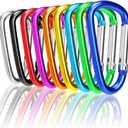 Carabiner Clips, Upins Aluminum Locking Spring Hook Keychain D Shape Heavy Duty Buckle Pack Carabiners Clip Lock Snap Hooks Backpack Clip (3")