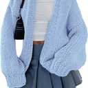 PRETTYGARDEN Cardigan Sweaters for Women Trendy Fall Fashion 2026 Long Sleeve Chunky Knit Cardigans Winter Clothing Outfits (Blue, M)