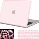 G JGOO Compatible with MacBook Pro 14 inch Case 2026-2021 M5 Pro/Max M4 M3 M2 M1 A3427 A3426 A3434 A3112 A3185 A3401 A2918 A2992 A2779 A2442, Anti-Crack TPU Bumper Hard Shell Case, Frosted Baby Pink