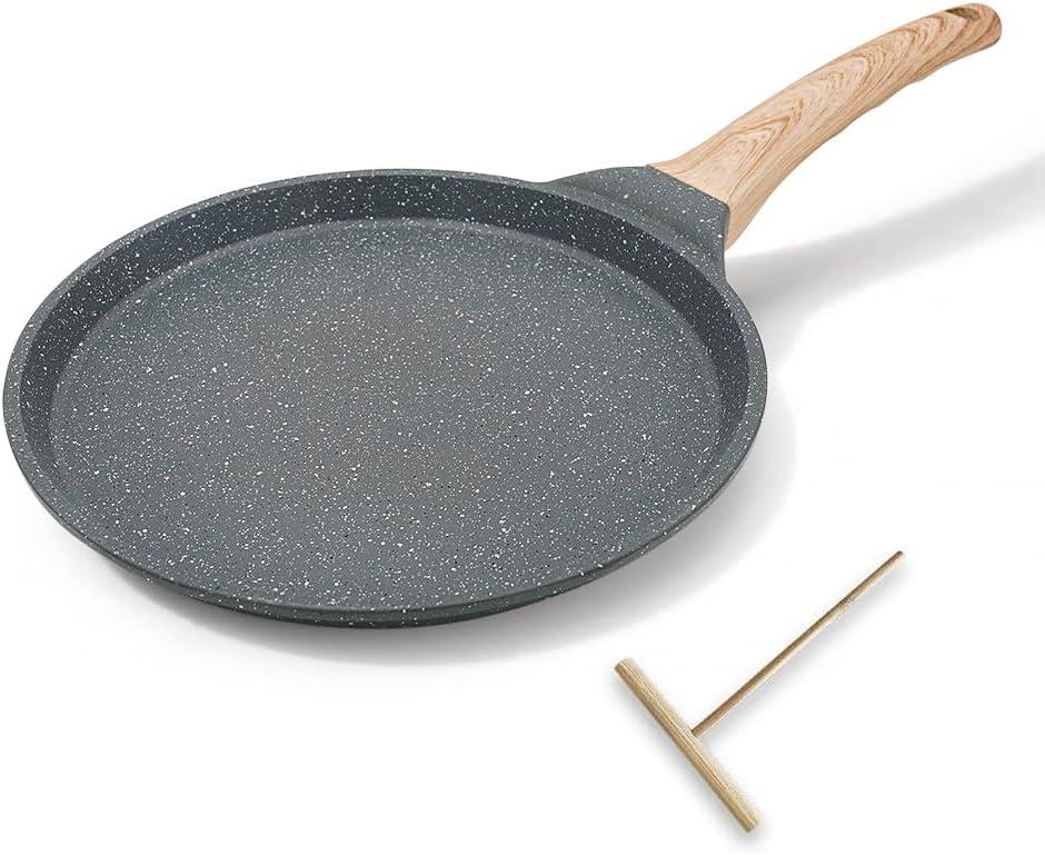 8 inch Crepe Pan, Nonstick Pan for Crepes Omelette Tortillas Crispy Pancake, Dosa Tawa Tortilla Pan, Griddle Pancake Pan for Roti Indian - Black