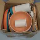 66 Pcs Dinnerware Sets, Unbreakable Plates and Bowls Sets, Reusable Dinnerware Sets for 6 People, Travel Camping Picnic Home Party Cutlery Set, Dishwasher Microwave Safe Dishes (6 Dark Color)