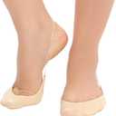 MANZI 6 Pairs Toe Topper Liner Socks for Women Ultra Low Cut No Show Half Socks with Sling Back for Heels Dress Shoes (Beige)