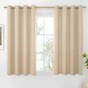 BGment 45 Inch Length Beige Linen Curtains 45 Inch Length, Thick Short Window Drapes Ligth Filtering with Grommet for Bedroom Living Room Farmhouse Privacy, 2 Panels Set, Each 52 Inch Wide