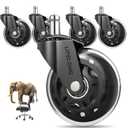 Lifelong Original Office Chair Wheels (As Seen On CNN) Replacement Rubber Chair Casters for Hardwood Floors and Carpet, Set of 5, Heavy Duty Casters for Chairs to Replace Office Chair Mats - Fits 98% (3 Inch, Clear)