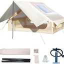 Inflatable Camping Tent with Pump, Upgraded Waterproof Windproof Glamping Blow Up Cabin Tent, Easy Setup 4 Season Air Cabin House with Mesh Windows & Door,4-6 Persons