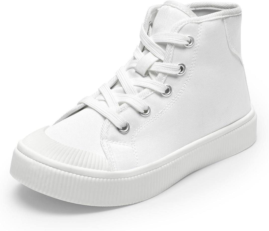 DREAM PAIRS Kids Sneakers Little Boys Girls High Top Canvas Shoes LilLegends CourtStar Casual Walking Shoes (White)