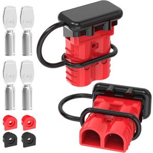 Anderson Connector, 350Amp Battery Quick Disconnect 2/0AWG 600V Anderson Plug Heavy-Duty Winch Wiring Kit for Towing (2Pack) - RED