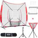 VEVOR Softball Practice Net, Portable Baseball Training Net for Hitting, Batting, Catching, Pitching - Backstop Equipment with Bow Frame, Carry Bag, Strike Zone, Batting Tee