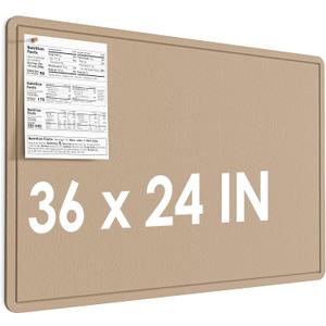MaxGear Large Bulletin Board 36" x 24", Foldable Felt Board Vision Board Supplies, Cork Board for Office, Home, School, Small Pin Boards for Walls Decorative Display Board Beige Brown