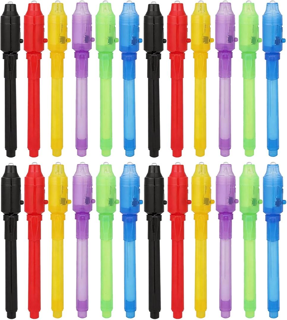 24 Pcs Invisible Ink Pen with UV Light Spy Pen Magic Marker Party Favors for kids 8 12 years Birthday Gifts Classroom Prizes Goodie Bags Stuffers for Kids