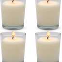 Set of 4 White Votive Candles, Clear Glass Filled Unscented Soy Wax Candle for Home Dcor Weddings Spa Holidays Party and DIY